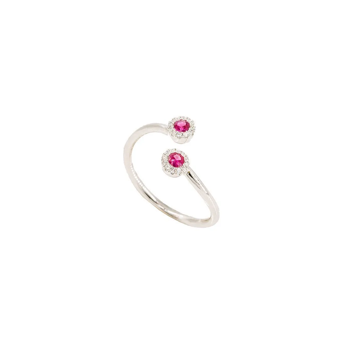 0.2 CT Diamond Finger Ring with Center Ruby Stone