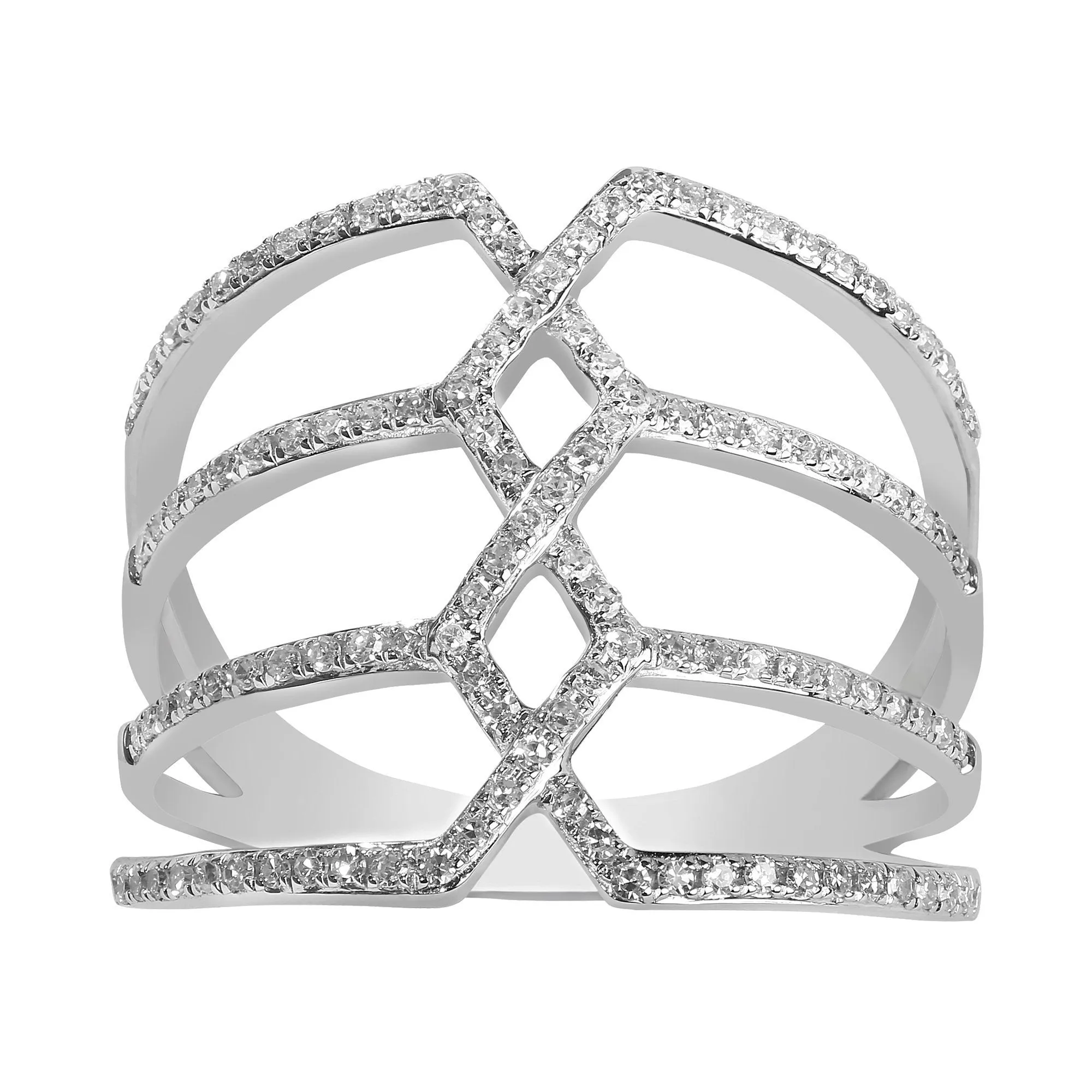 0.35CT Diamond Stacked Connected Ring Set In 14K White Gold