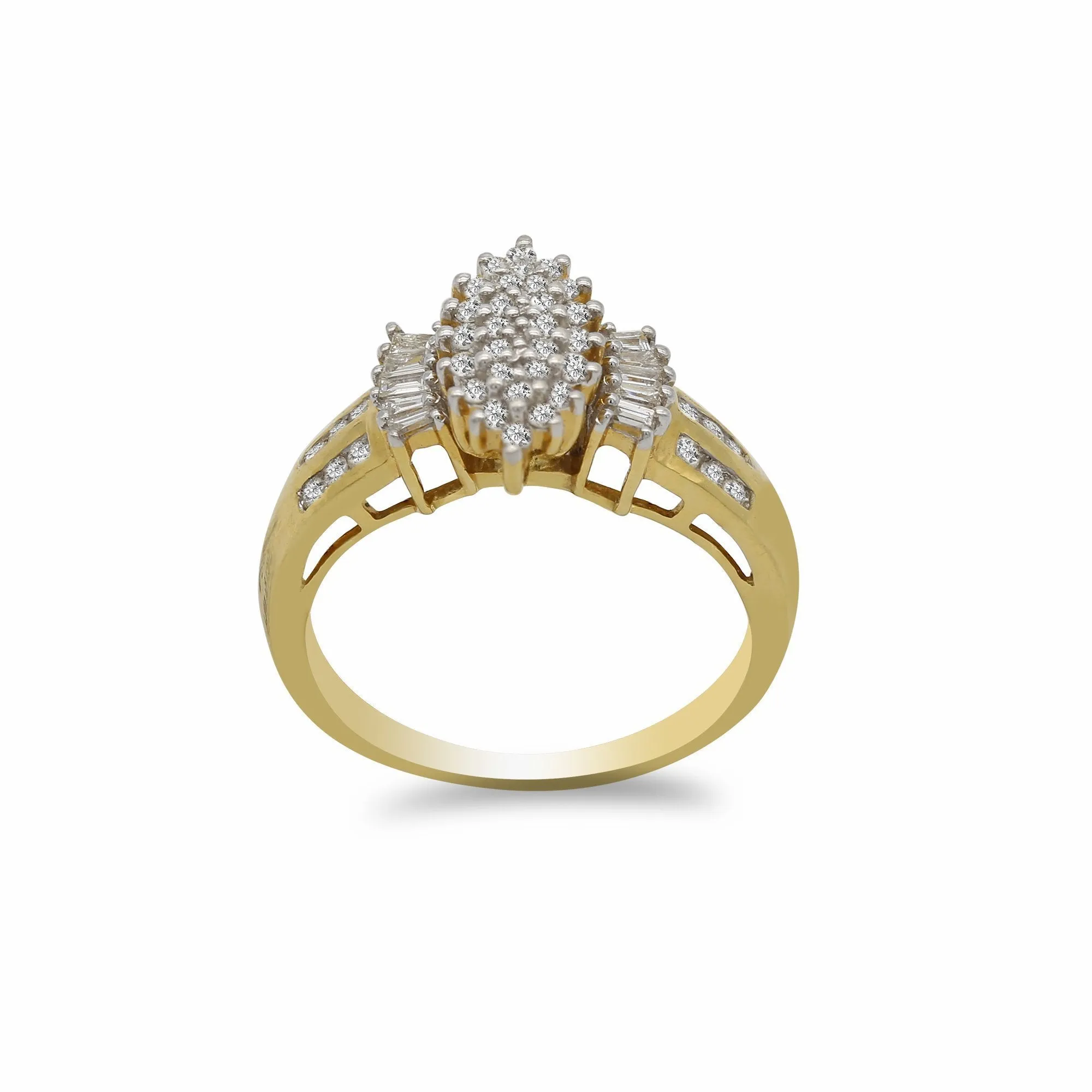 0.50CT Diamond Ring W/Marquise Cluster Frame Set in 18K Yellow Gold