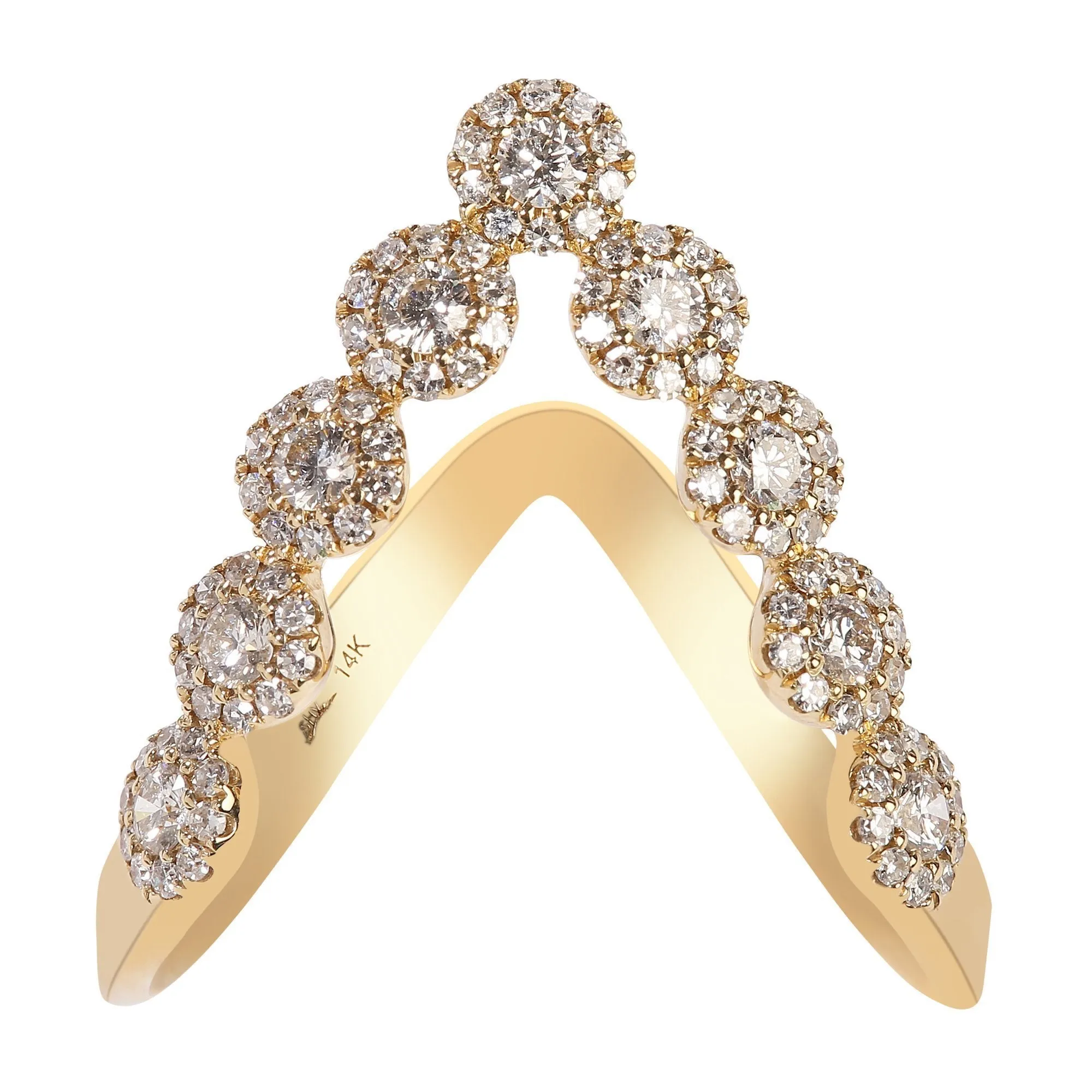 0.58CT Diamond Wish V Ring Set In 14K Yellow Gold