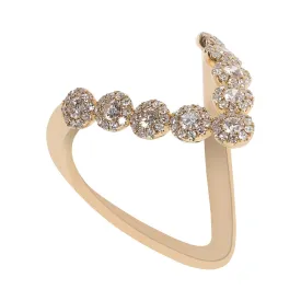 0.58CT Diamond Wish V Ring Set In 14K Yellow Gold