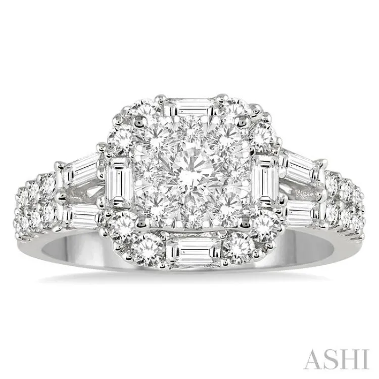 1 1/2 Ctw Diamond Lovebright Engagement Ring in 14K White Gold