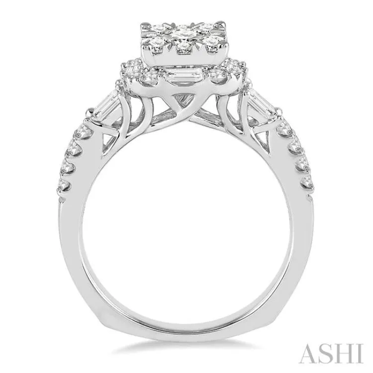 1 1/2 Ctw Diamond Lovebright Engagement Ring in 14K White Gold