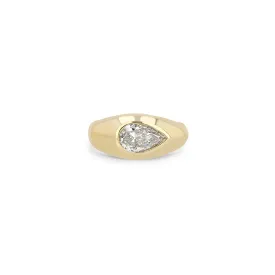 1.01 ctw Champagne Pear Diamond Signet Ring