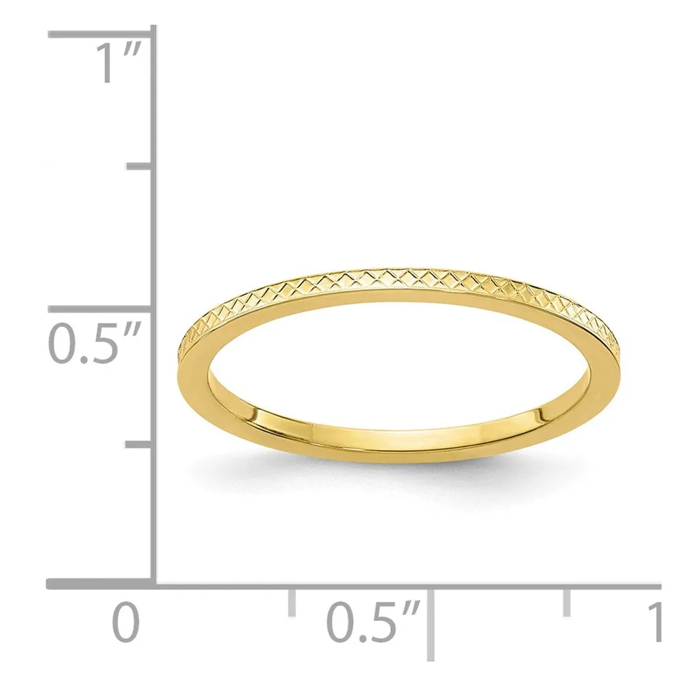 10K Gold 1.2mm Criss-Cross Pattern Stackable Band  | 1STK20-120Y