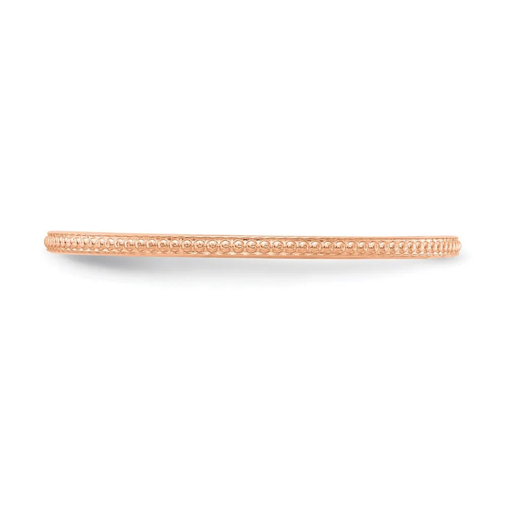 10K Rose Gold 1.2mm Bead Stackable Band | 1STK18-120R