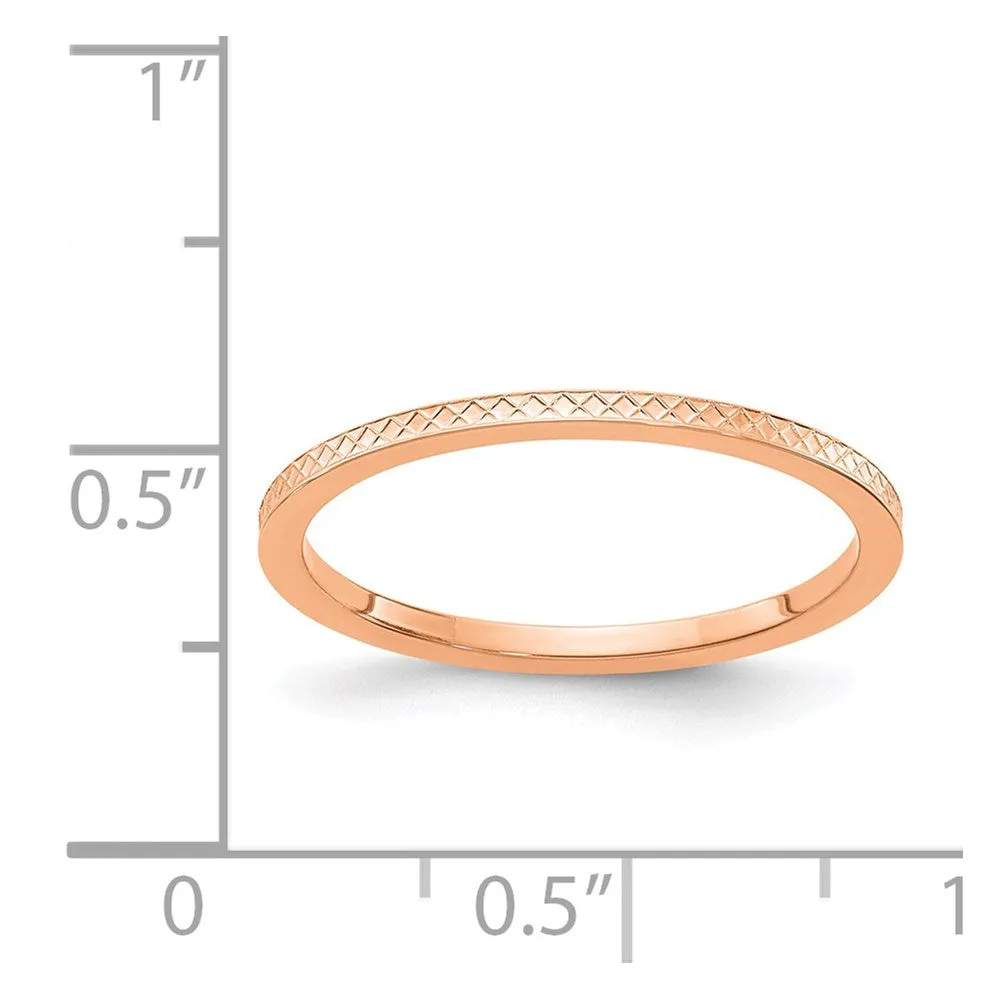 10K Rose Gold 1.2mm Criss-Cross Pattern stackable Band  | 1STK20-120R