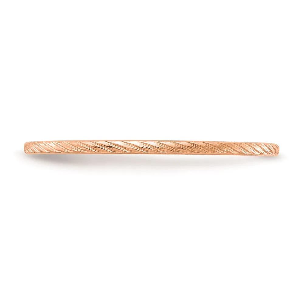 10K Rose Gold 1.2mm Twisted Wire Pattern Stackable Band | 1STK22-120R