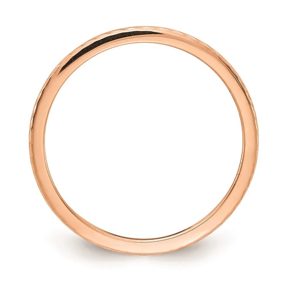 1.2mm 10k Rose Gold Twisted Pattern Stackable Band