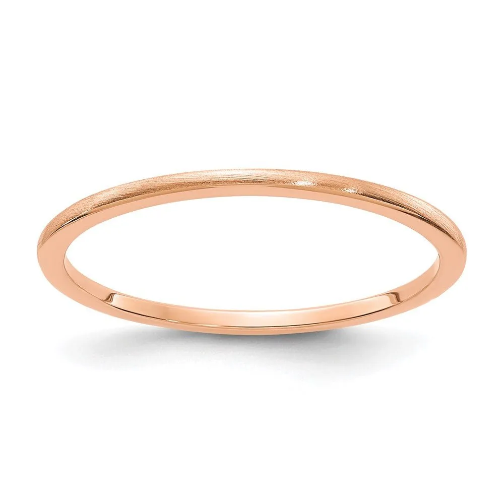 1.2mm 14k Rose Gold Half Round Satin Stackable Band