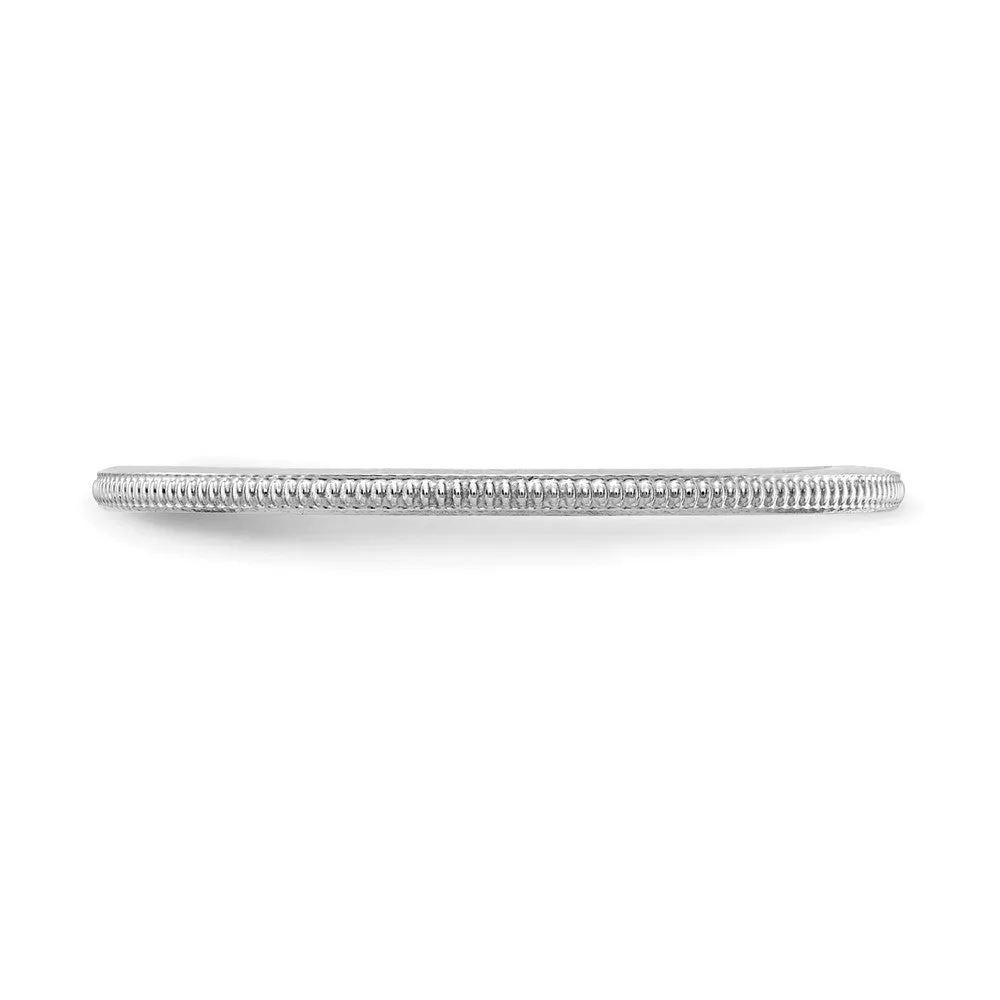 1.2mm 14k White Gold Milgrain Stackable Band