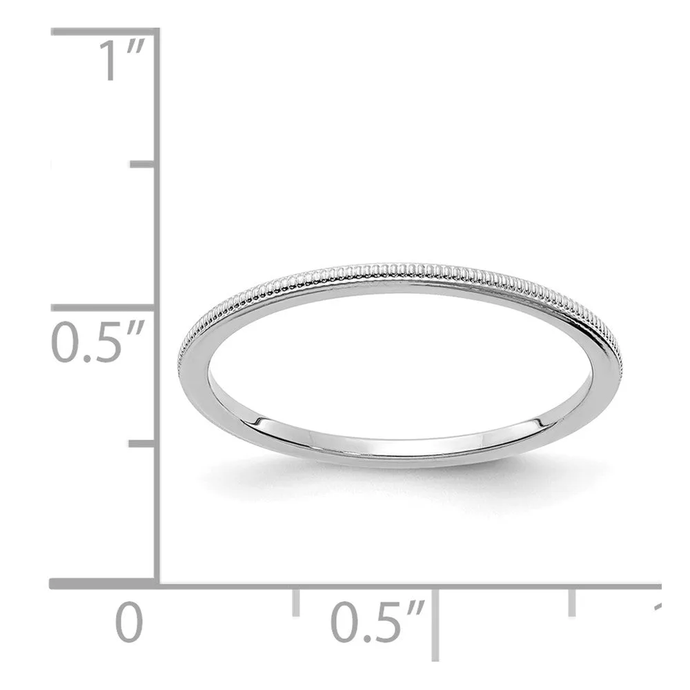 1.2mm 14k White Gold Milgrain Stackable Band