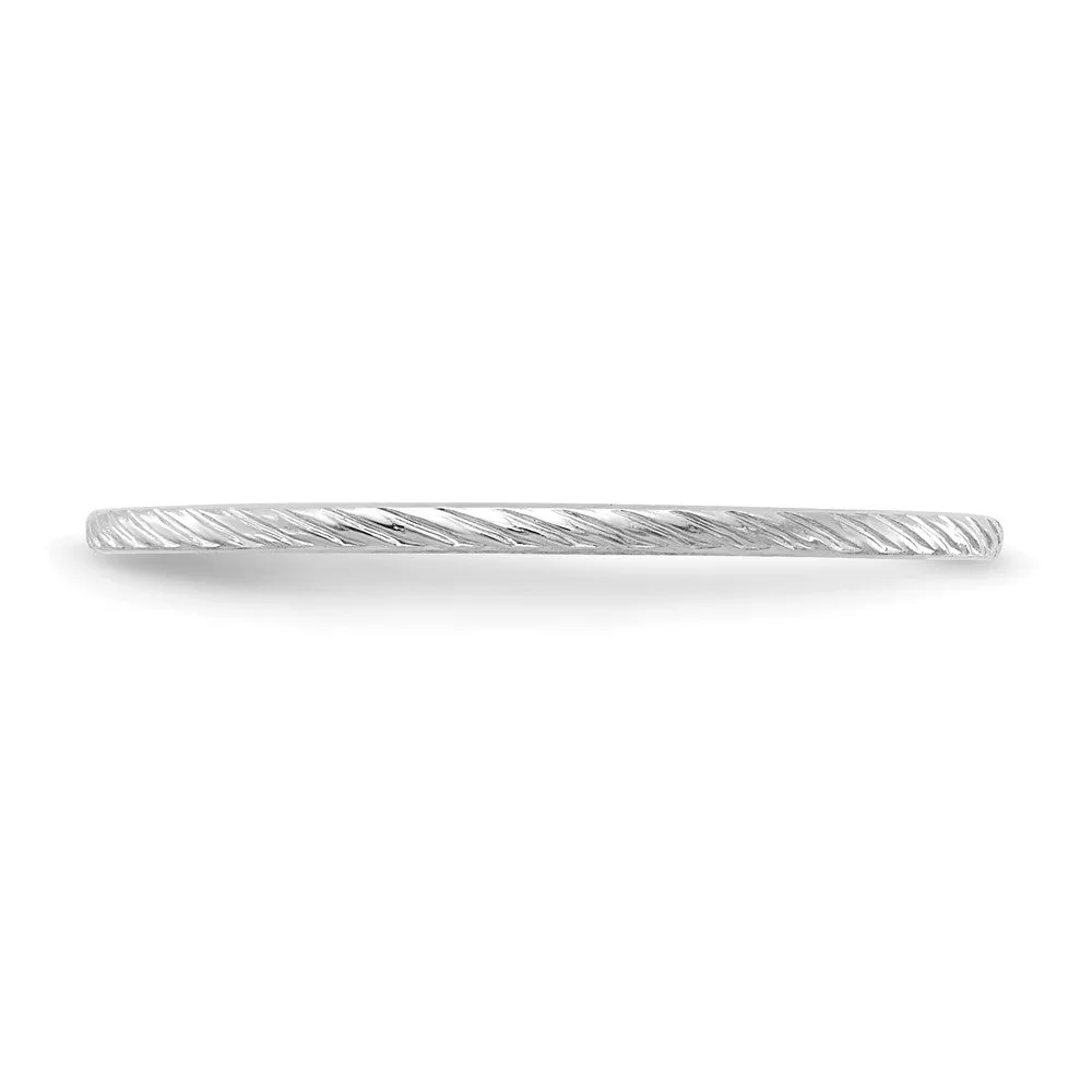 1.2mm 14k White Gold Twisted Pattern Stackable Band