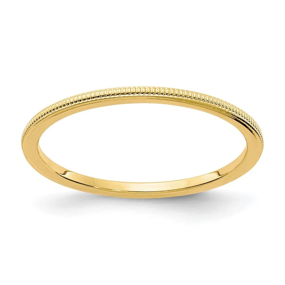 1.2mm 14k Yellow Gold Milgrain Stackable Band