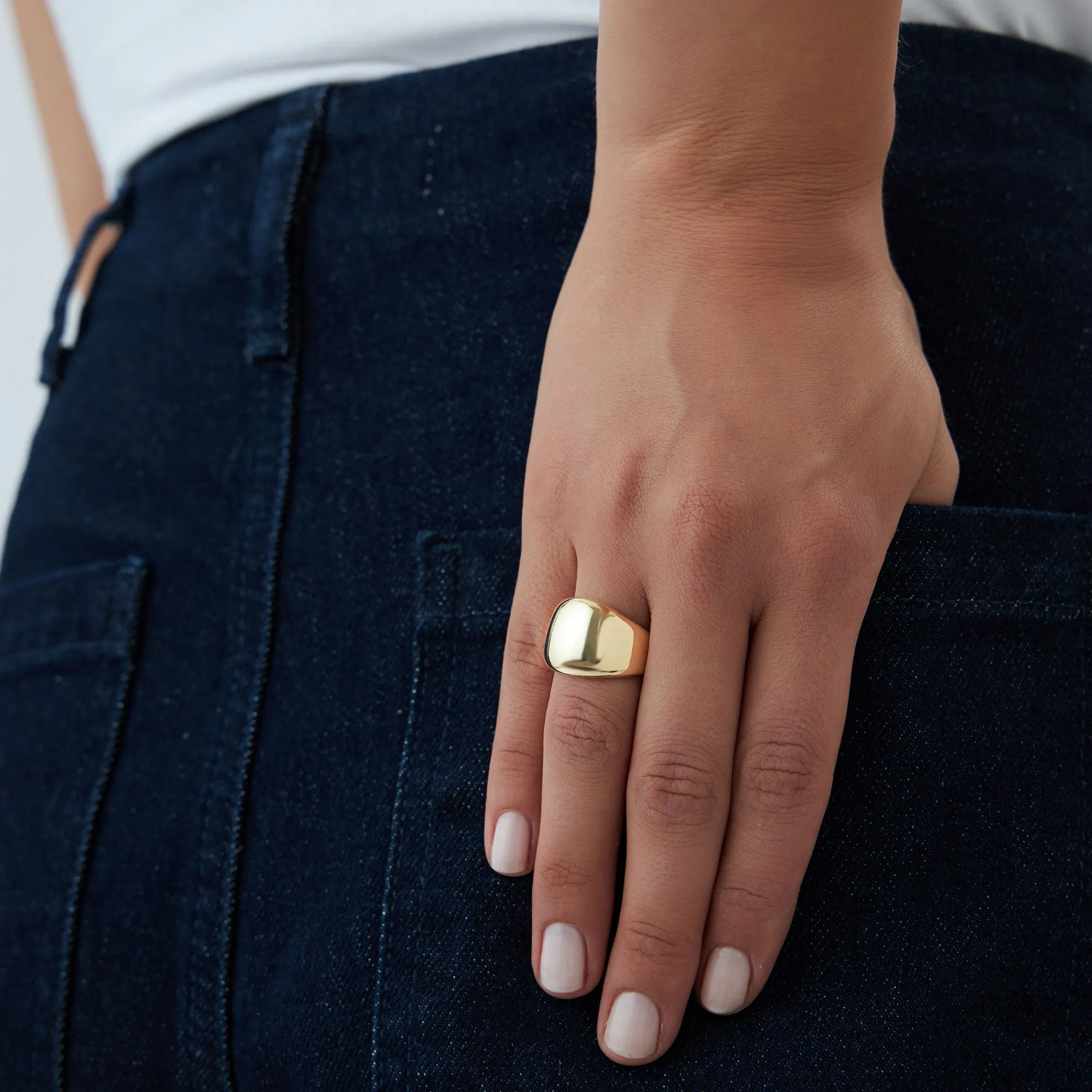 14k Chunky Gold Dome Graduating Statement Ring