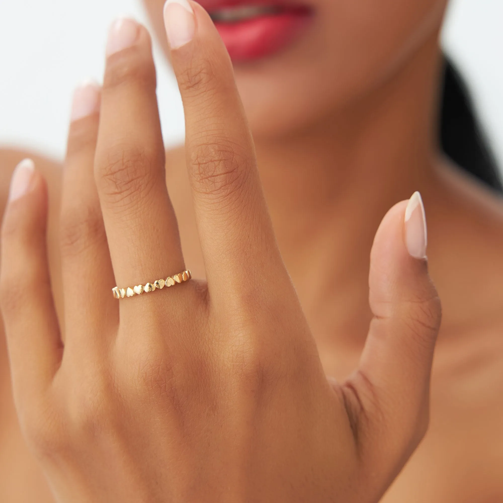 14k Dainty Heart Stacking Gold Ring