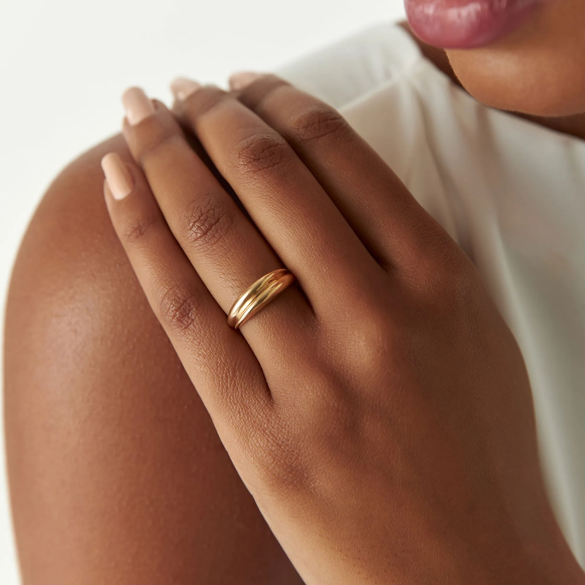 14k Dome Dual Band Stackable Statement Ring