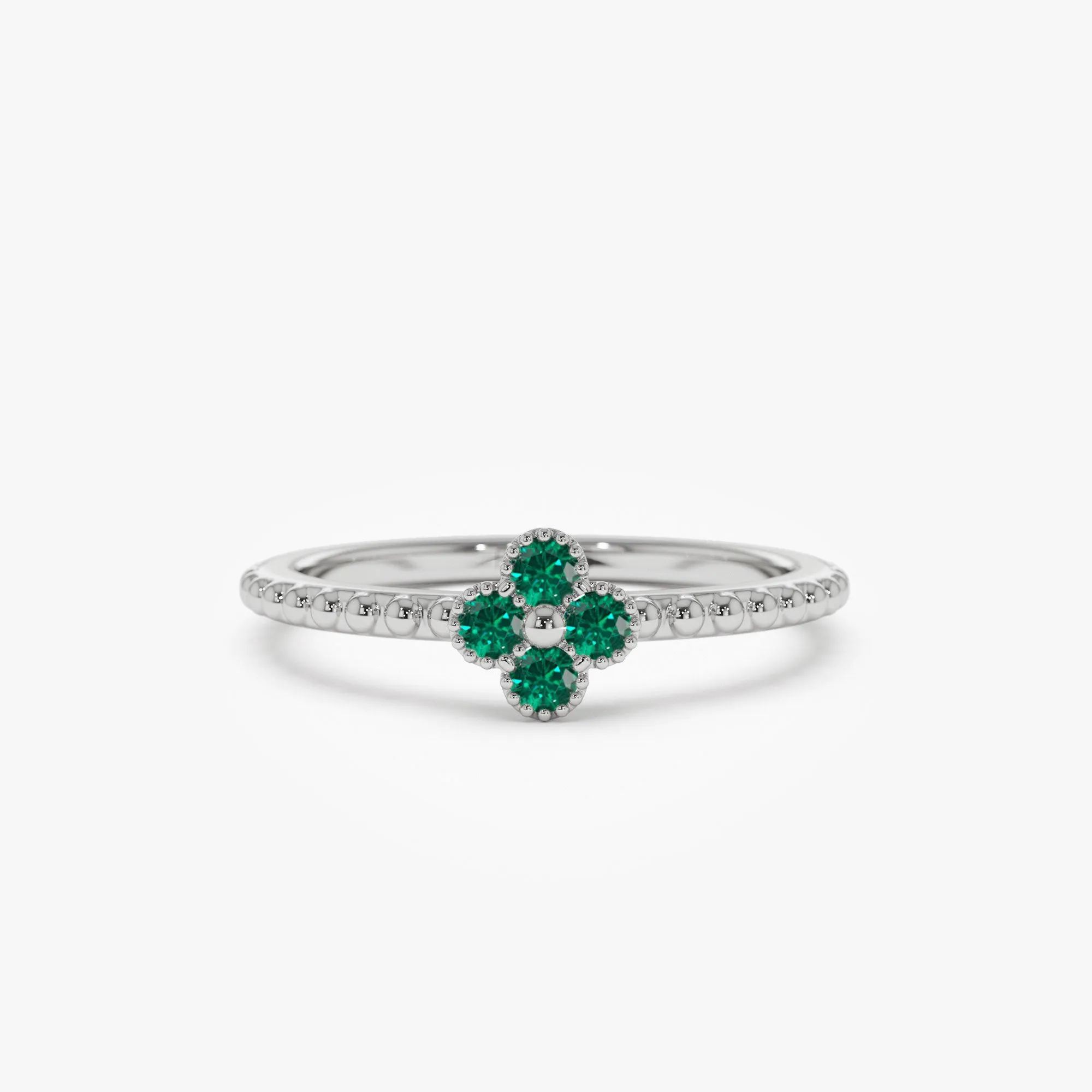 14k Emerald Clover Ring