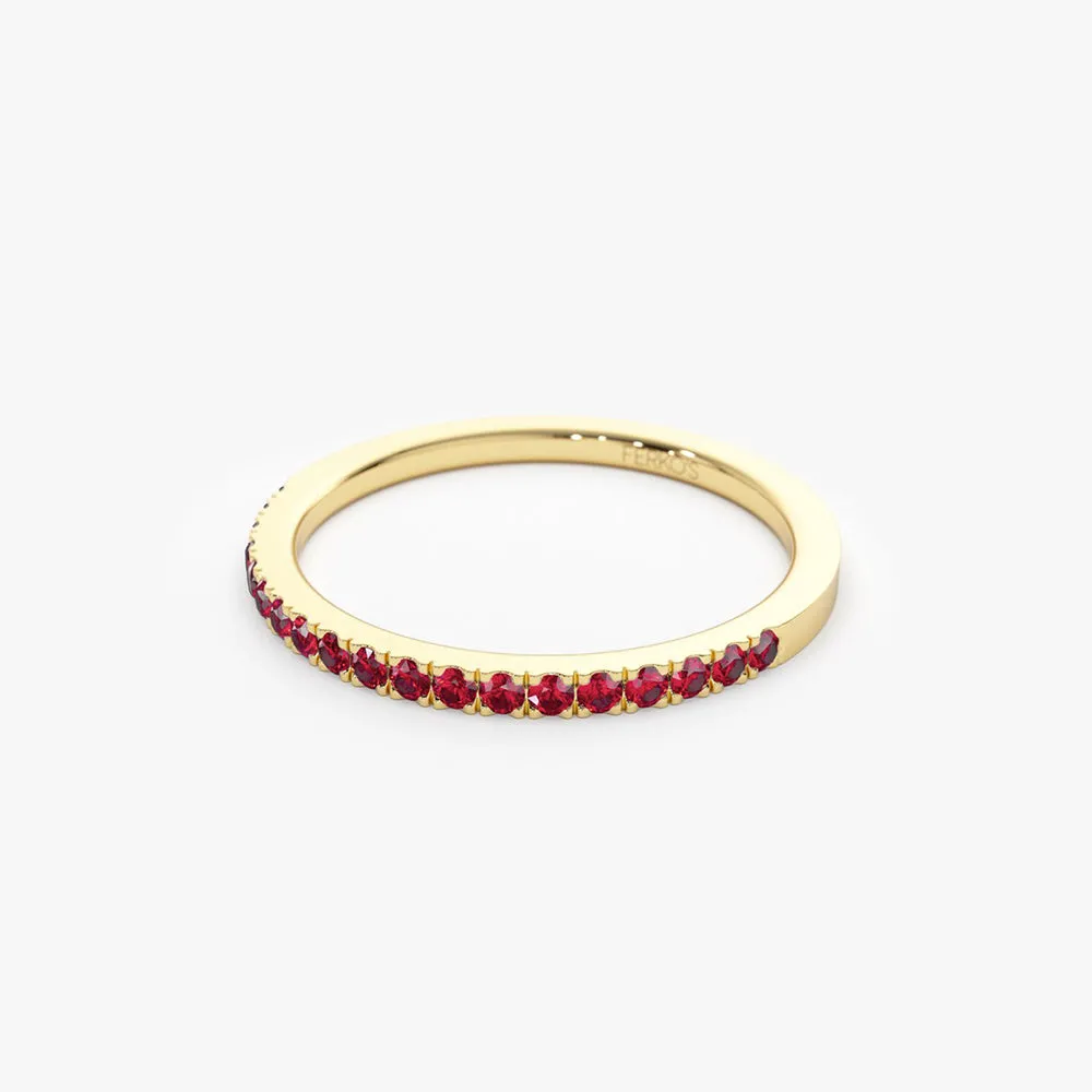 14k Gold Half Eternity Pave Ruby Ring