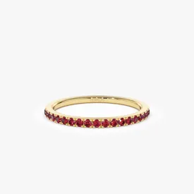 14k Gold Half Eternity Pave Ruby Ring