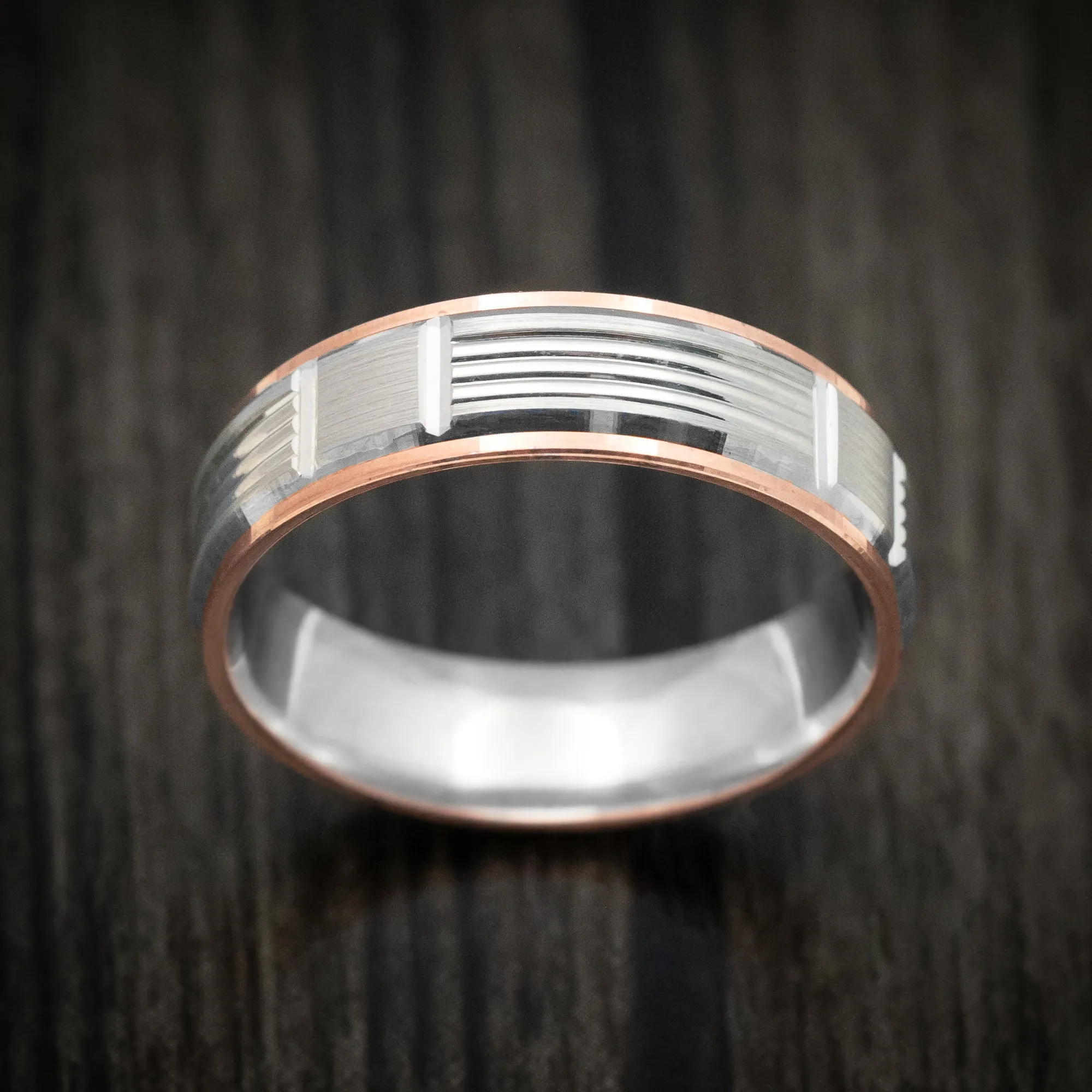 14K Gold Two-Tone Men's Ring Custom Made Band