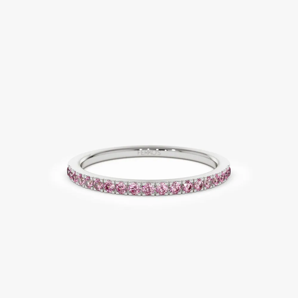 14k Half Eternity Pink Sapphire Ring