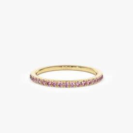 14k Half Eternity Pink Sapphire Ring