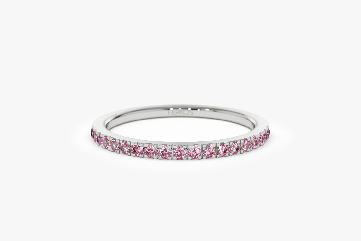 14k Half Eternity Pink Sapphire Ring