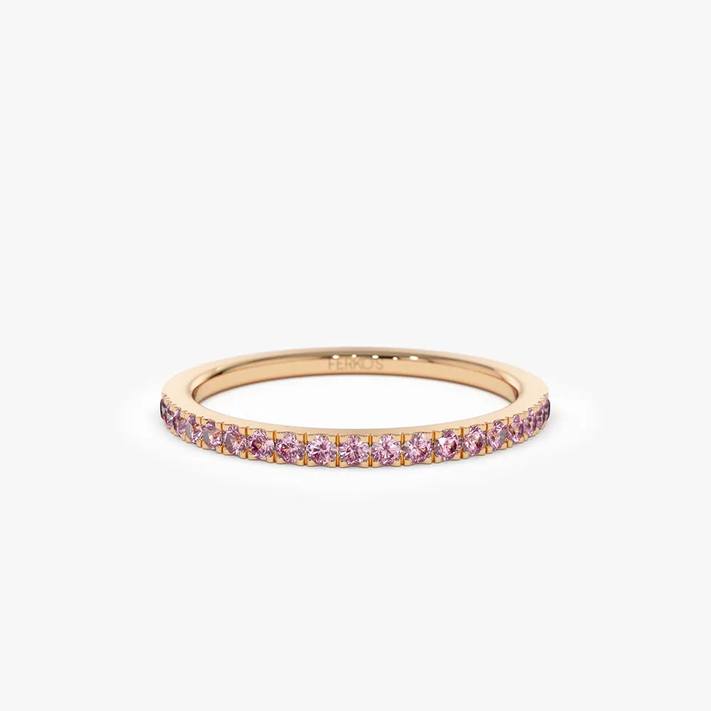 14k Half Eternity Pink Sapphire Ring