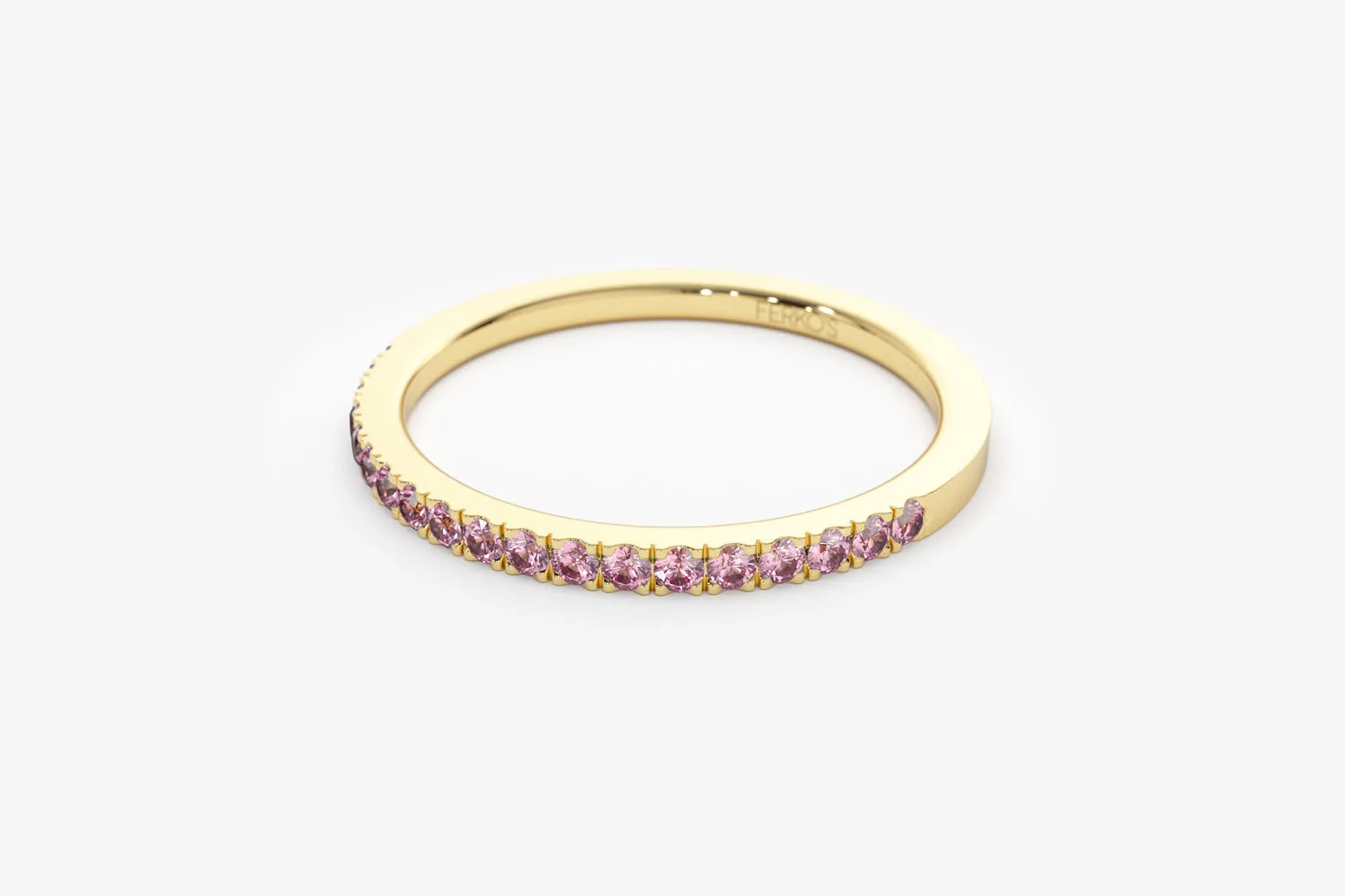 14k Half Eternity Pink Sapphire Ring