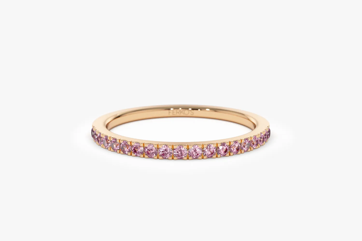 14k Half Eternity Pink Sapphire Ring