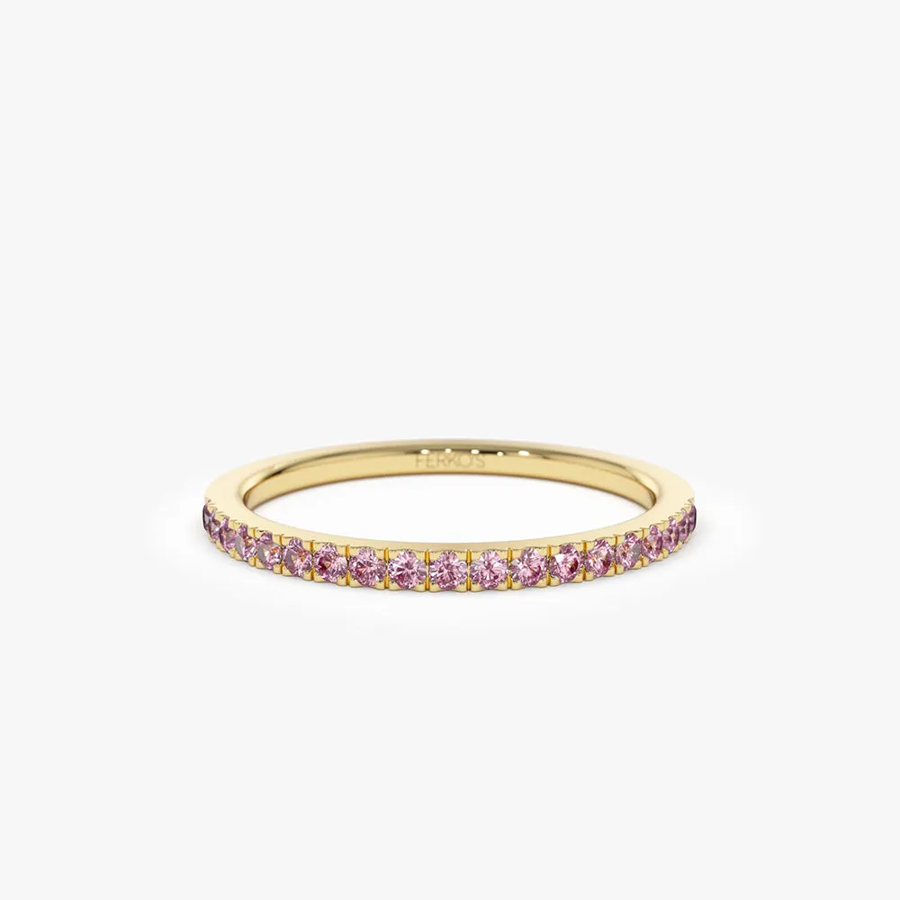 14k Half Eternity Pink Sapphire Ring