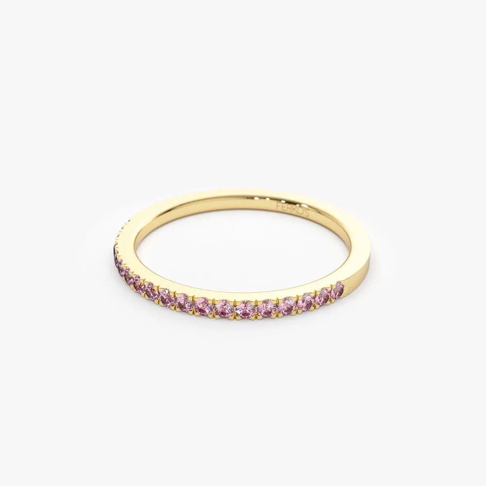 14k Half Eternity Pink Sapphire Ring