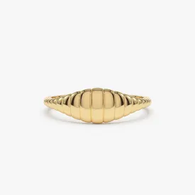 14k Minimalist Wave Signet Ring