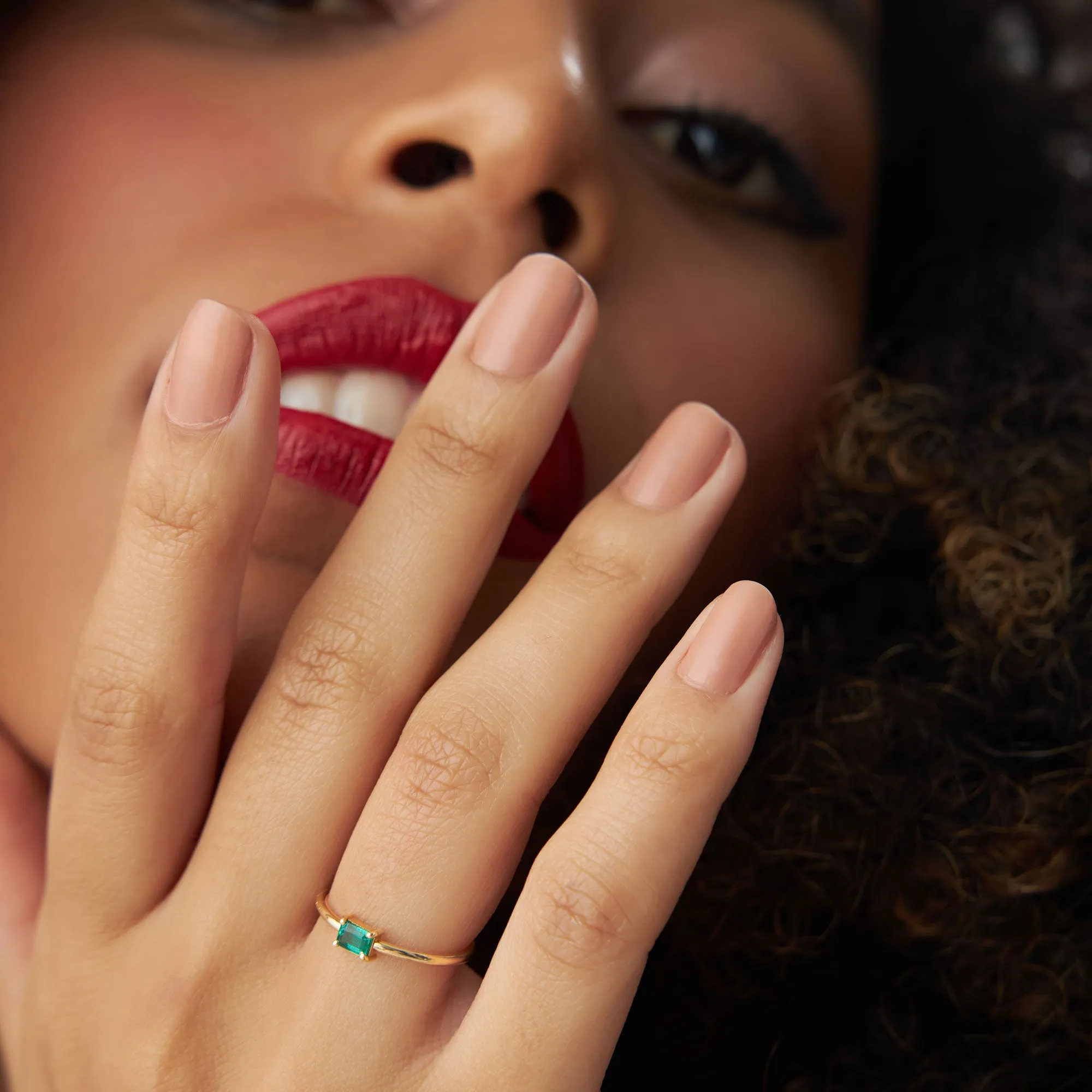 14k Octagon Cut Emerald Ring