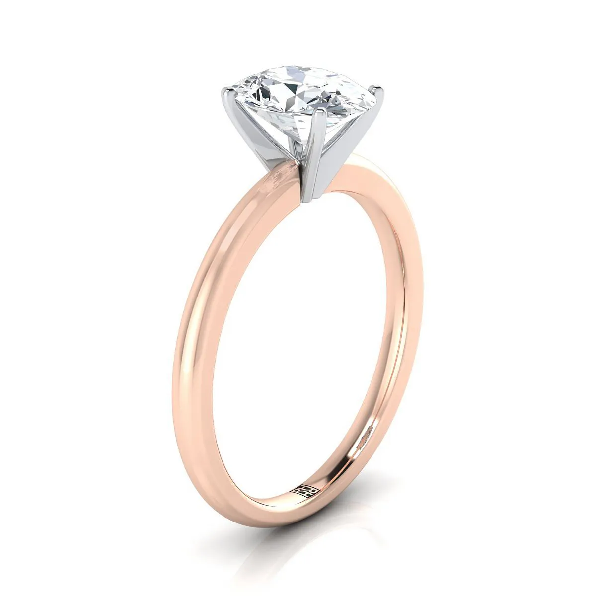 14K Rose Gold Oval Ruby Round Comfort Fit Claw Prong Solitaire Engagement Ring