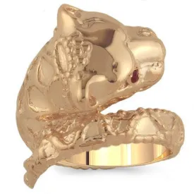 14K Solid Rose Gold Womens Ruby Tiger Animal Ring 0.06 Ctw