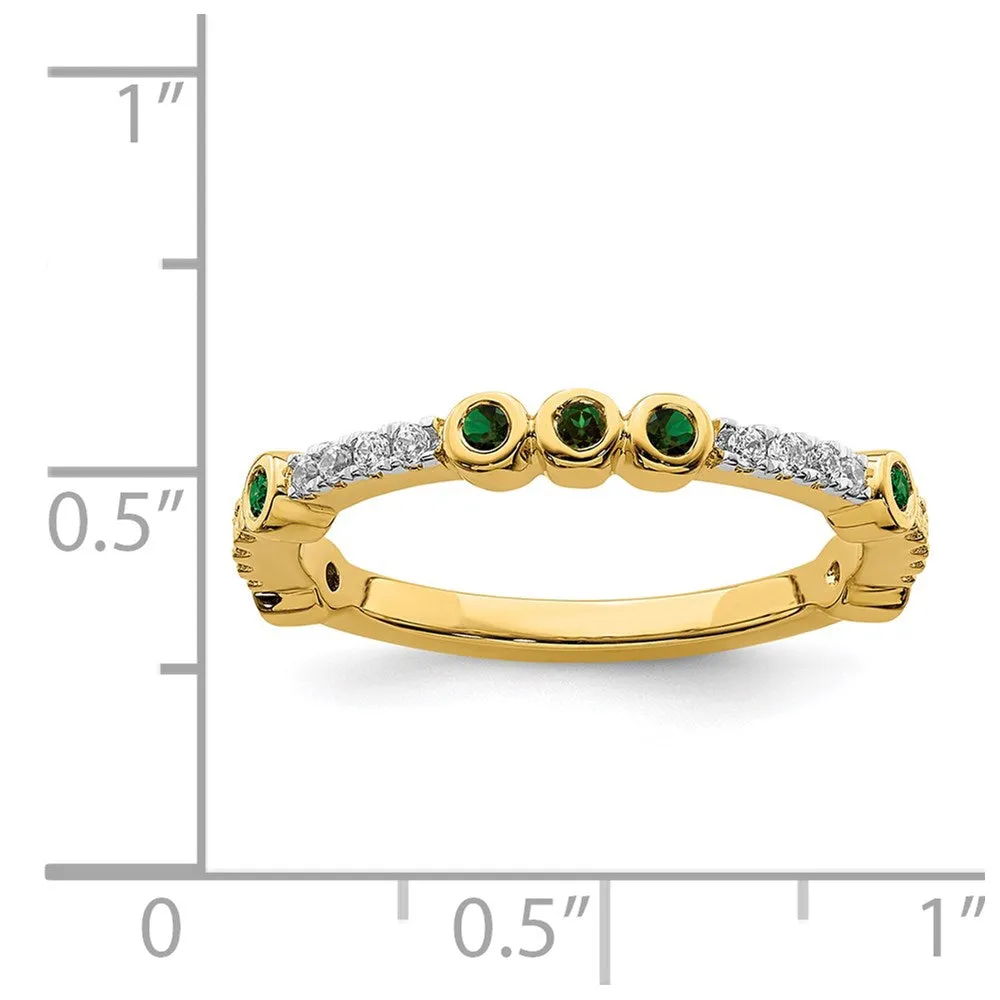 14k Stackable Expressions Created Emerald and Diamond Ring | SK2068