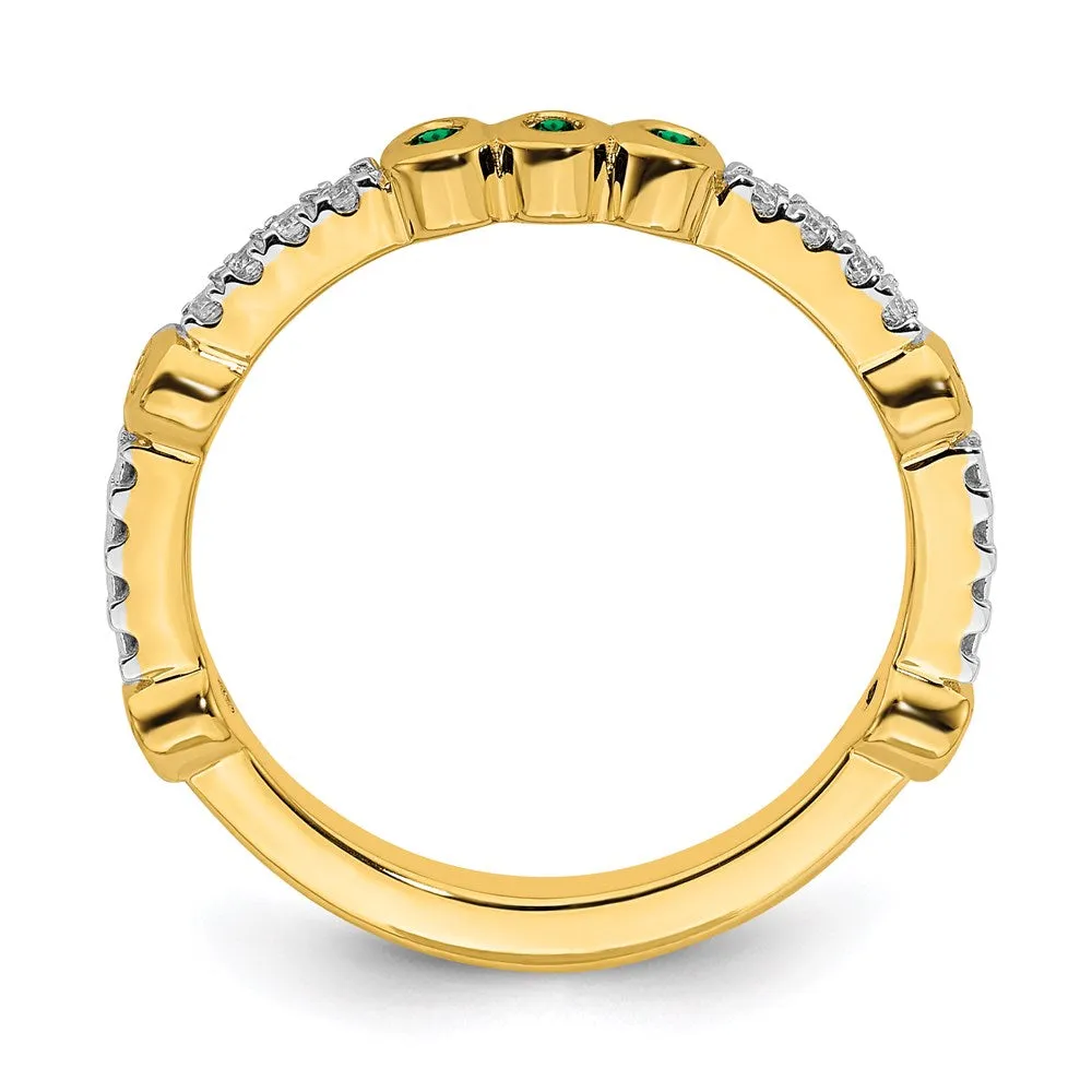 14k Stackable Expressions Created Emerald and Diamond Ring | SK2068