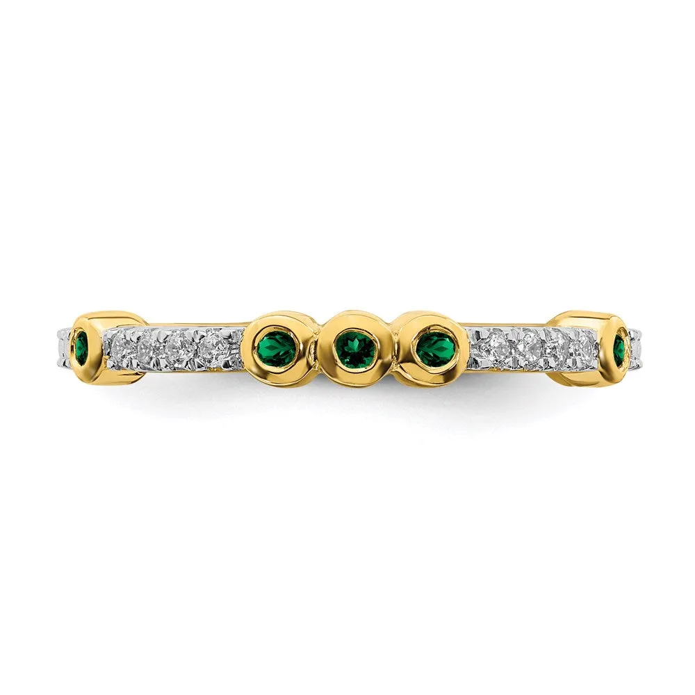 14k Stackable Expressions Created Emerald and Diamond Ring | SK2068