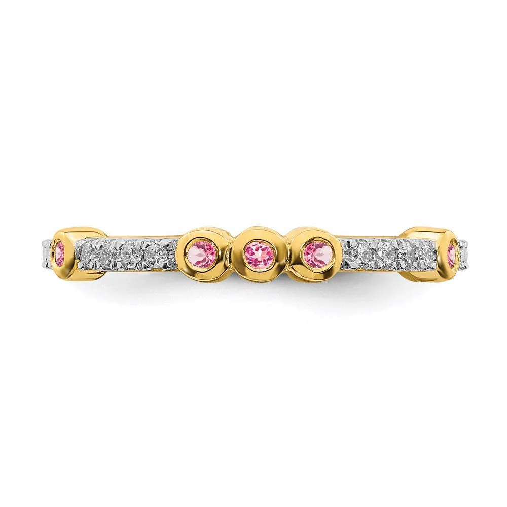 14k Stackable Expressions Pink Tourmaline and Diamond Ring | SK2073