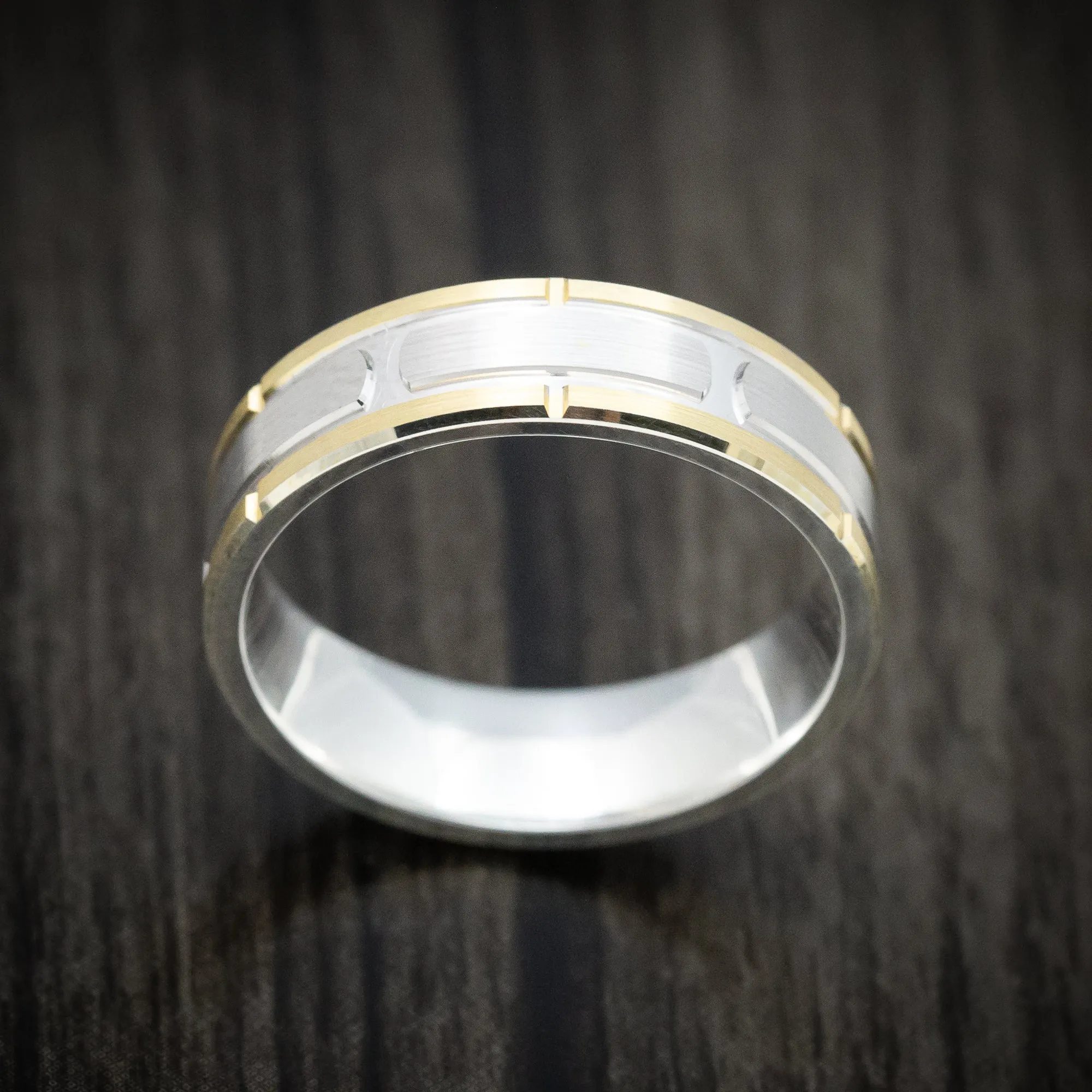 14K Two-Tone Yellow and White Gold Men's Ring Custom Wedding Band