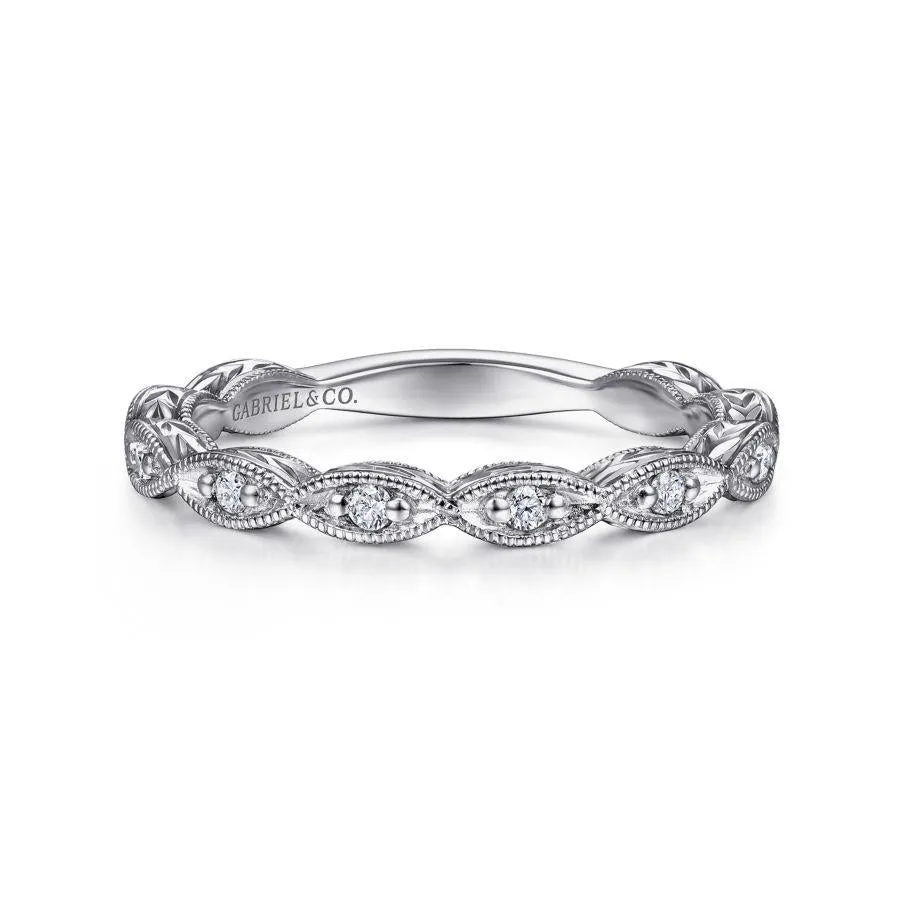 14K White Gold Marquise Shaped Wedding Band