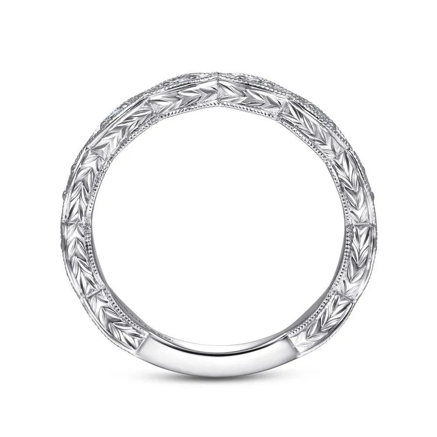 14K White Gold Marquise Shaped Wedding Band