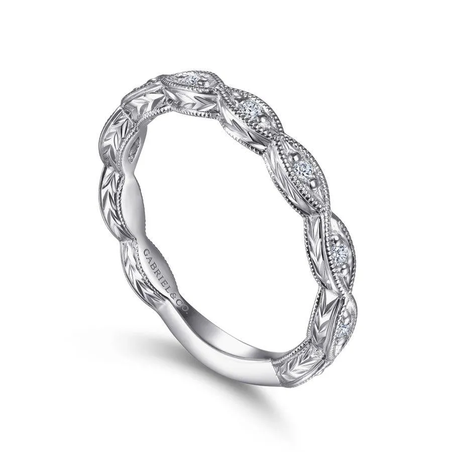 14K White Gold Marquise Shaped Wedding Band