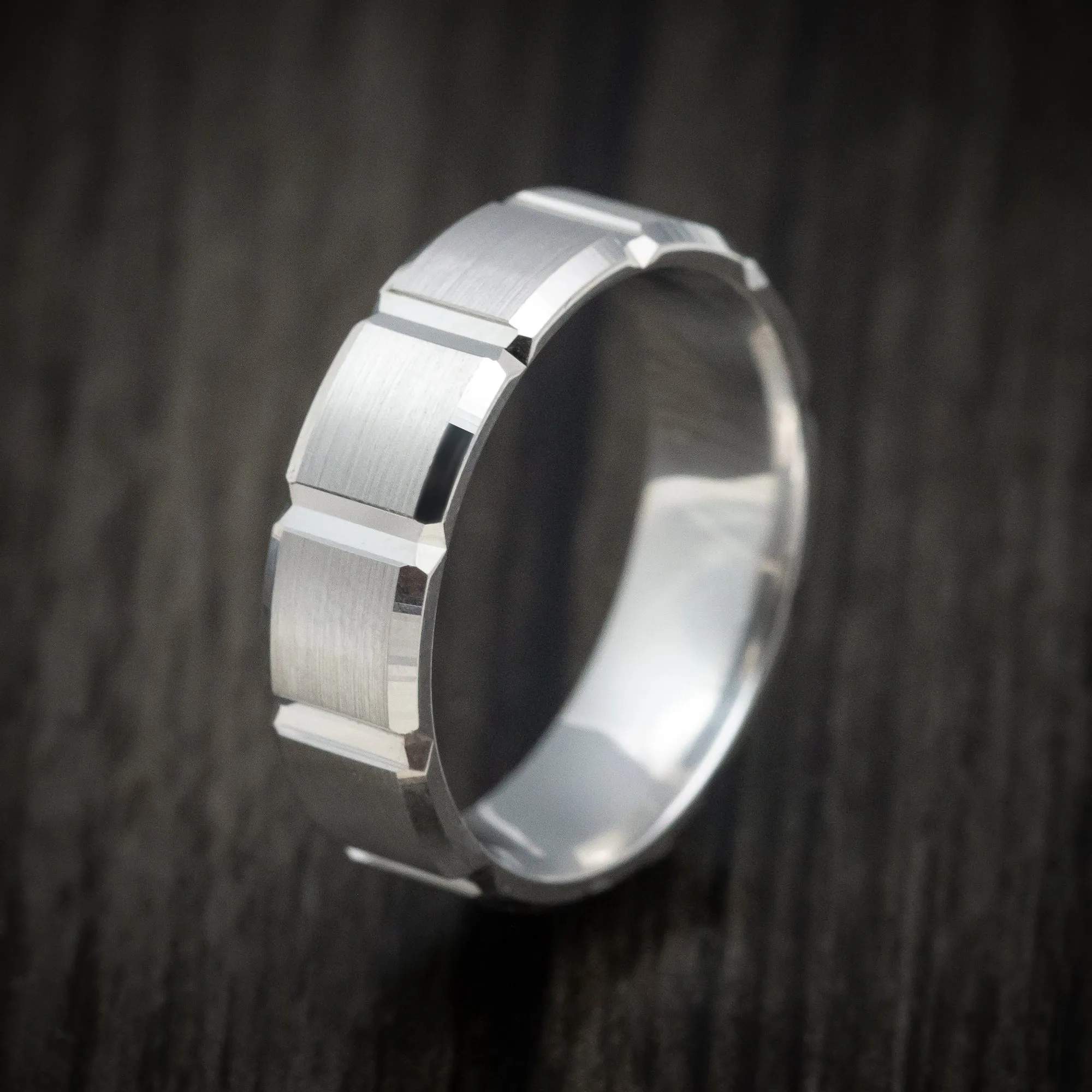 14K White Gold Men's Ring Custom Wedding Band