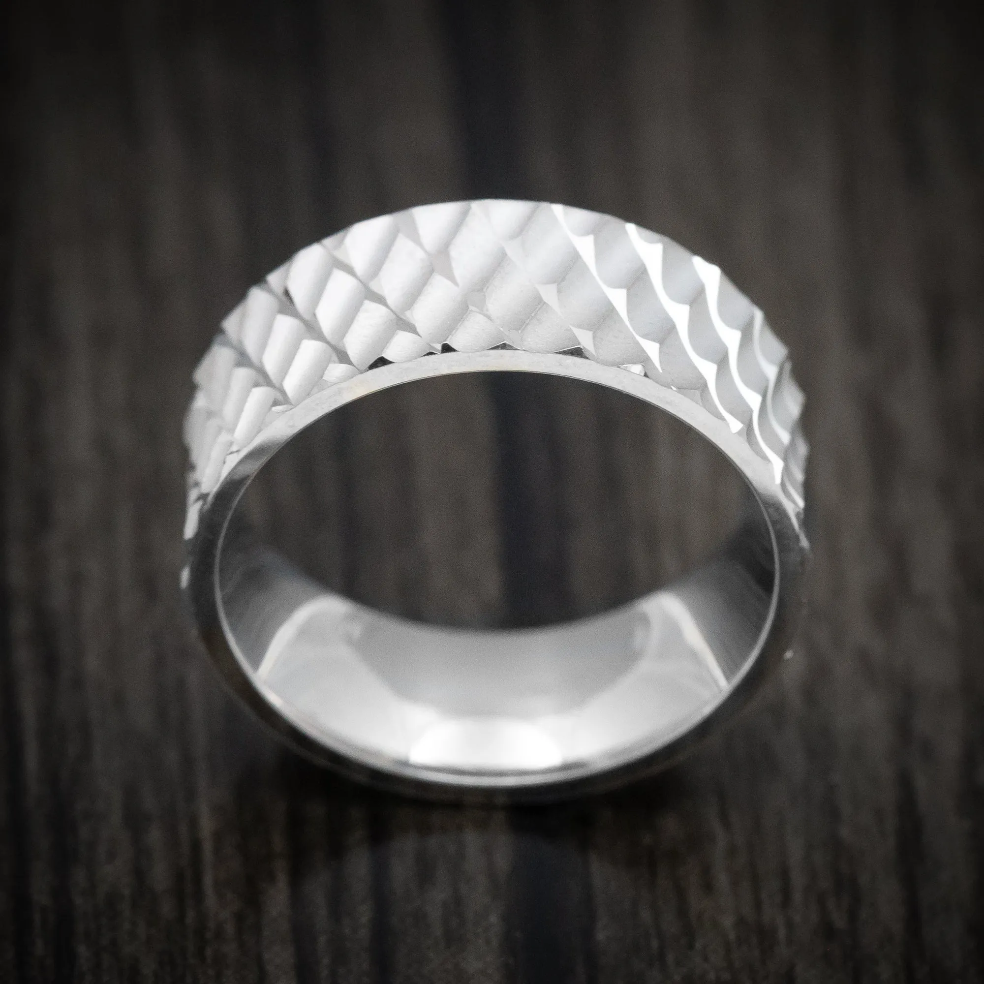 14K White Gold Men's Ring Custom Wedding Band