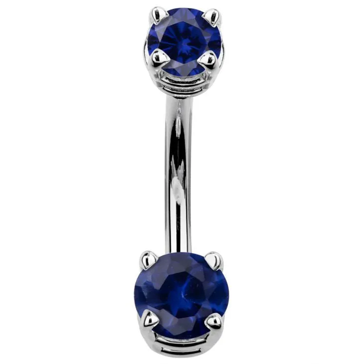 14K White Gold Petite Gem Belly Bars