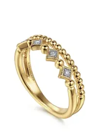 14K Yellow Gold Bujukan Diamond Easy Stackable Ring