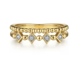 14K Yellow Gold Bujukan Diamond Easy Stackable Ring